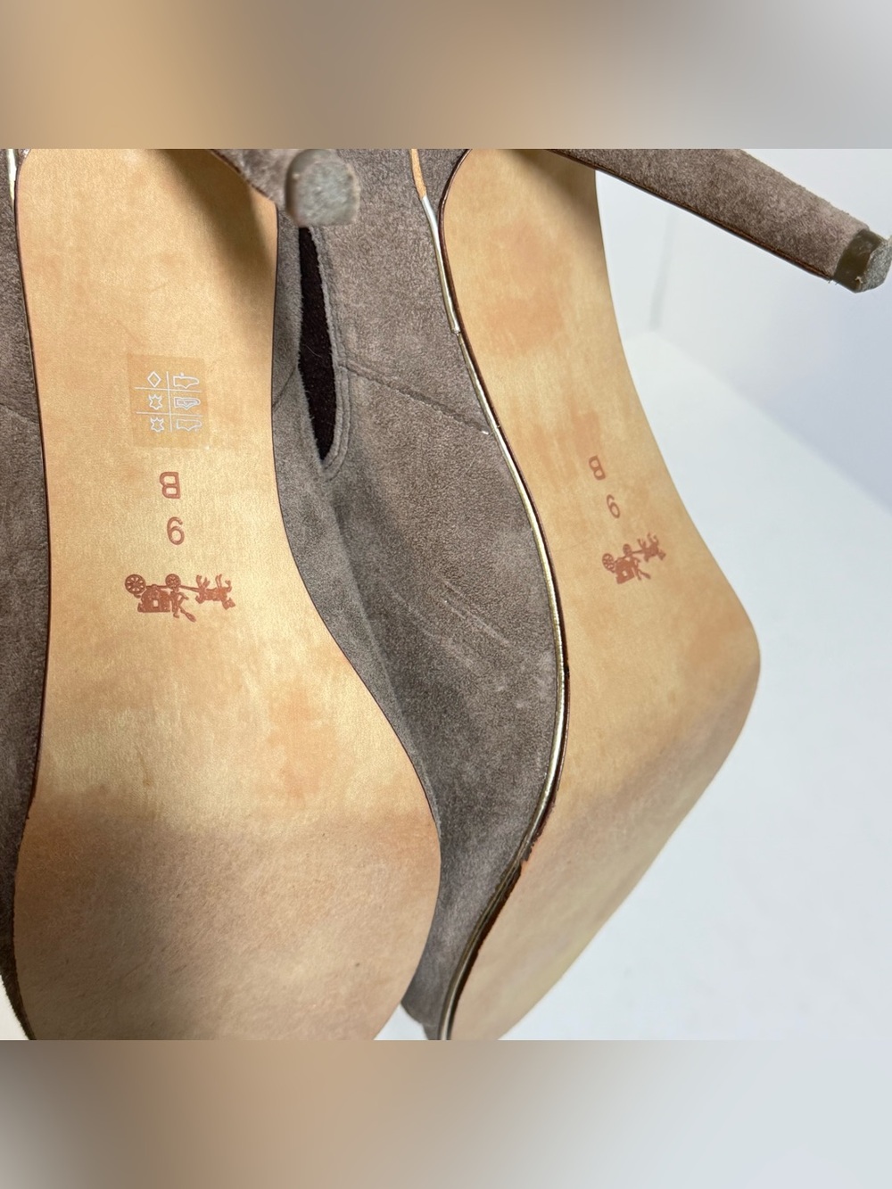 Coach Adrianna Taupe Suede Peep-Toe Stiletto Booties 9B - Picture 7 of 10